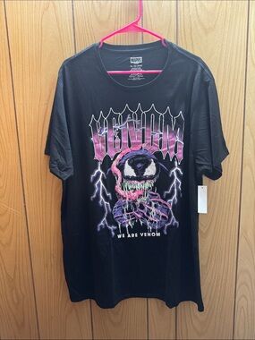 Marvel Black Venom Graphic Tee with Pink & Purple Accents‎
